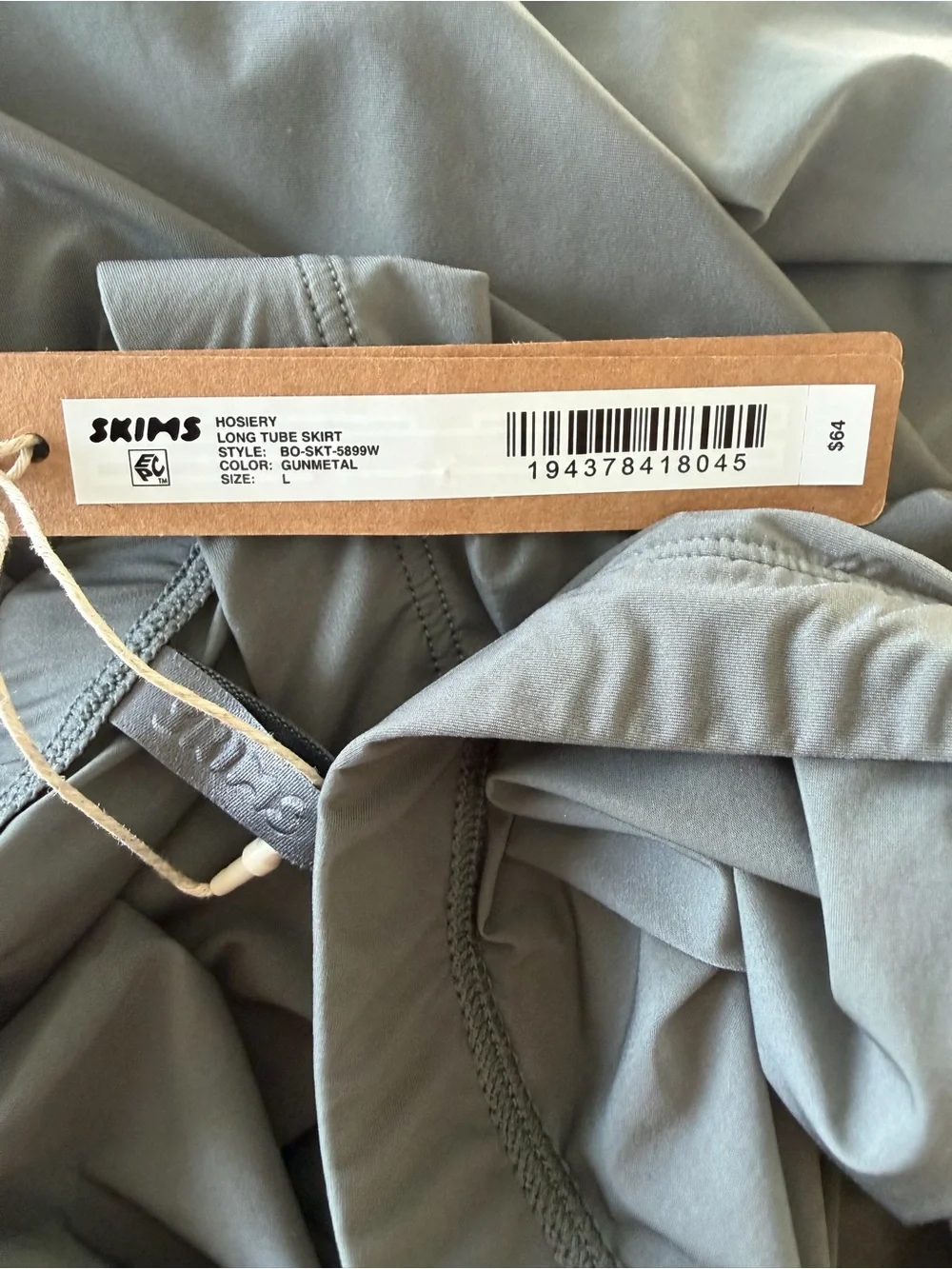 SKIMS Gunmetal Long Tube Skirt